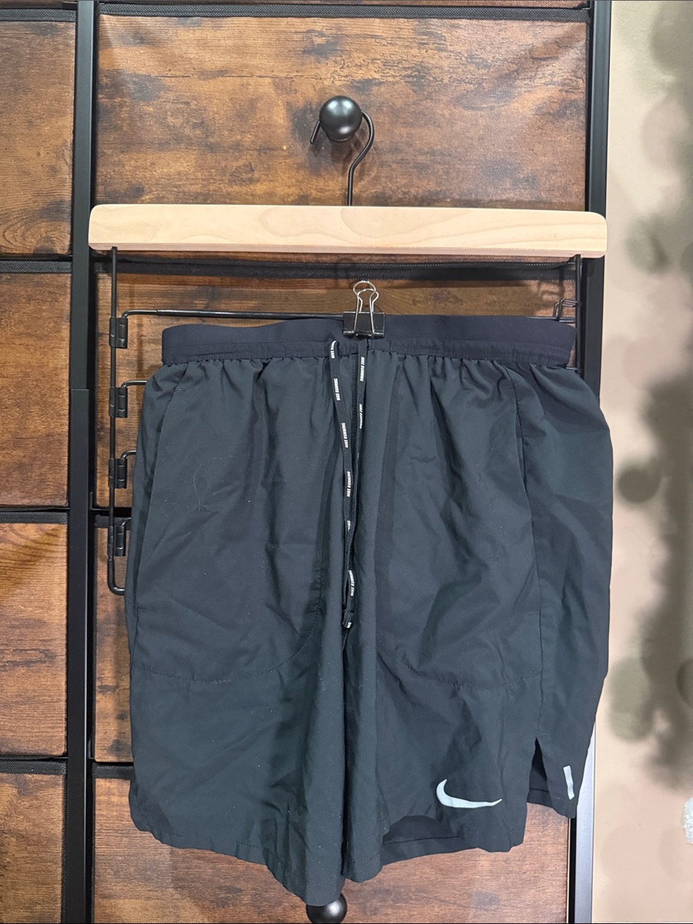 Nike Black Athletic Running Shorts with Reflective Swoosh